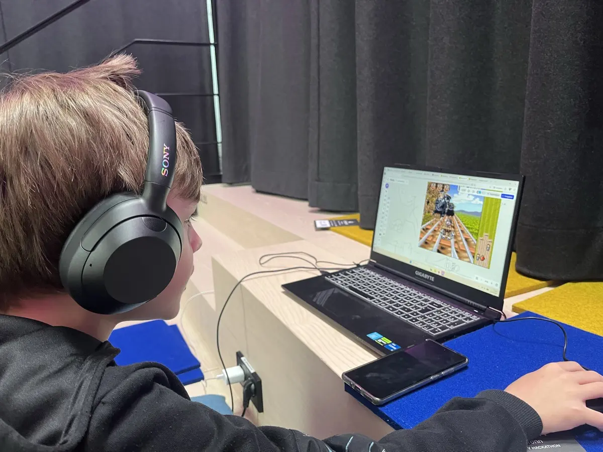 My son working on PlayAble at Hackathon Heilbronn